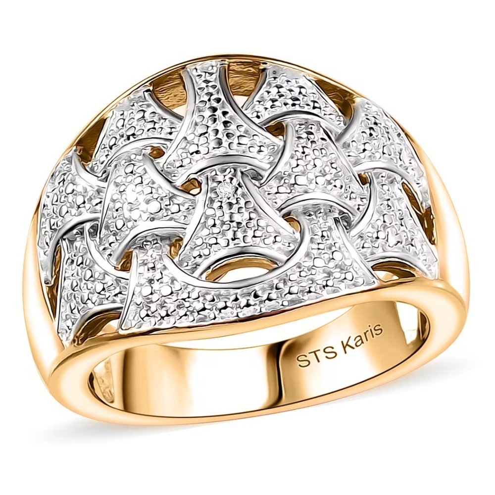 Karis Diamond Accent Fancy Ring in 18K YG Plated and Platinum Bond Size 8 - Picture 4 of 14